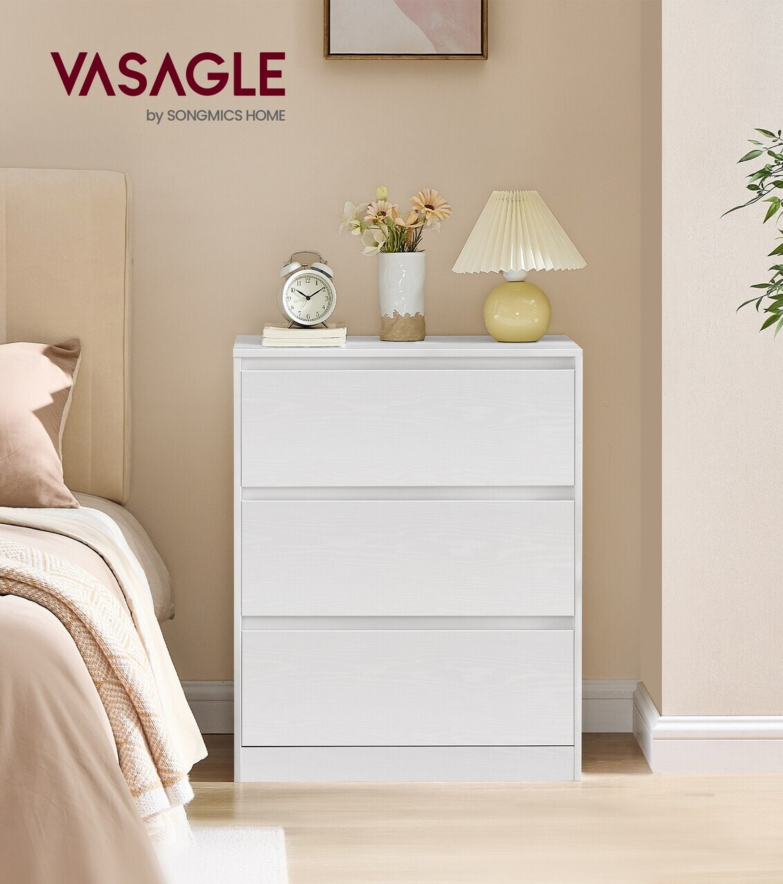 Comoda TV cu 3 sertare Kailyn, Songmics, 60x40x75 cm, PAL/MDF, maro rustic/negru - imagine 6